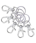 Heavy Duty Metal Swivel Lanyard Snap Hooks And Split Key Rings Bulk Keychain Connectors 100 Piece Set with alloy clips and rings.