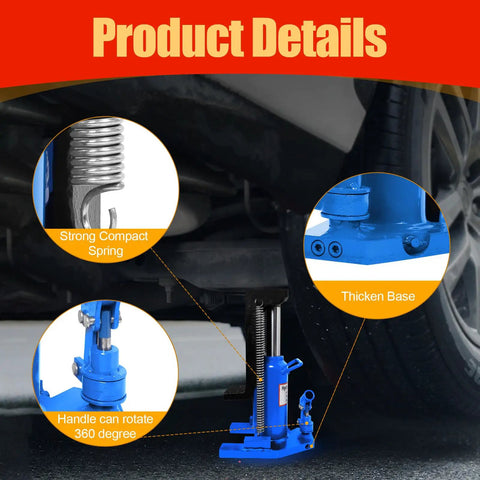 Heavy Duty Hydraulic Toe Jack Heavy Hitter Machine Lift Built Like A Tank With Heat Treated Steel 20 Ton Capacity shown with strong spring and thick base.