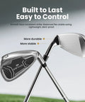 8 Piece Golf Club Set For Men With Stand Bag Driver Hybrid 5 7 9 Pitching Wedge Putter Right Handed Black Great For Beginners And Casual Players With High Forgiveness And Ample Distance Game Ready Feel irons close-up.