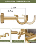 Adjustable aluminum alloy bracket for Telescoping One And One Eighth Inch Curtain Rod Set Beefy Heavy Duty Drapery Rod Extends.