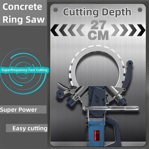 Heavy Duty Electric Concrete Saw And 270 Millimeter Wall Slot Cutter With Dust Free Design Built Like A Tank To Rip Through Brick Concrete Granite And Marble Smooth As Silk On Site - Ring Saw with 27cm Depth