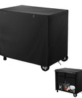 Outdoor Dining Cart Cover With Split Zipper, Waterproof 40 By 24 By 32 Inches on movable cart showing heavy duty black protection