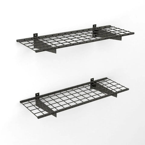Go-To Overhead Garage Storage System Wall Shelves Bundle 2-Pack in Black Powder Coat, Steel Construction, 30+ Cu Ft Capacity