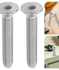 Flat Head Socket Screws Heavy Duty Stainless Steel 5/16-18 Full Thread for Furniture and Bed Frame Connections, shown in use