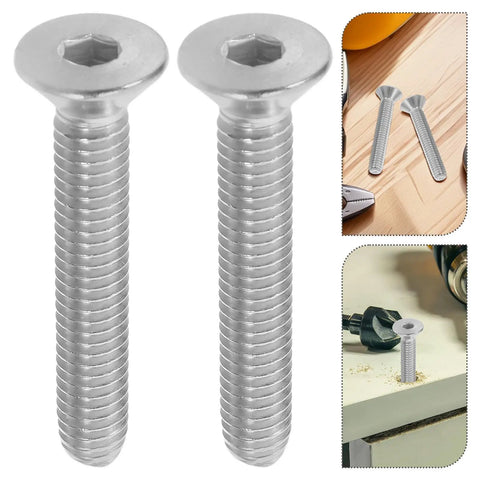 Flat Head Socket Screws Heavy Duty Stainless Steel 5/16-18 Full Thread for Furniture and Bed Frame Connections, shown in use
