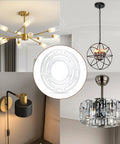 Two Pack Universal Light Fixture Mount Brackets With Four Inch Round Junction Box Adapter And Decorative Hardware shown with modern chandelier designs.