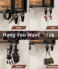 Built Tough Heavy Duty Motorcycle Helmet Holder Wall Mounted Rack Holds Six Helmets And Riding Gear Storage Organizer For Your Garage Or Bike Shop Display Unit with gloves and accessories hung.