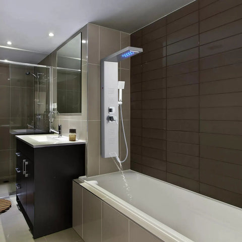 Heavy Duty Led Shower Panel Tower With Five Sick Shower Modes All In One Top Tier Bathroom Spa Build Featuring Corrosion Resistant Steel And Smooth Hydro Massage For Major Lounge Vibes