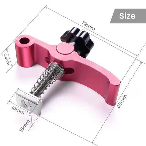 Two Pack T Track Hold Down Clamps For CNC Router And Woodworking Fixturing Aluminum Spoilboard Ready with dimensions shown