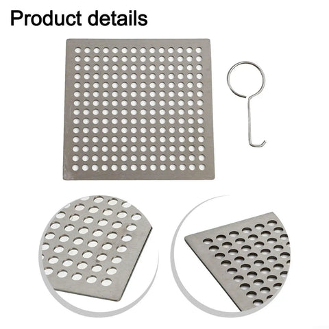 Hair Catcher Filter for Bathtub 9.4cm Steel Hair Catcher Filter(9.4cm) shown with dense holes and a hook, ideal for preventing clogs.