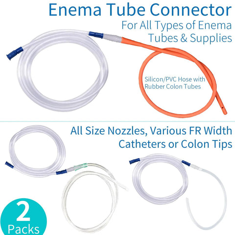 Enema tube connector adapters, polypropylene, for 7–12 mm hoses, leak-proof joint, 2-pack