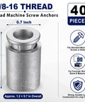 Forty Piece Pack Lead Concrete Anchors With 3/8-16 Inch Thread, heavy duty lead screw anchor, 1.2 inch by 0.7 inch size, for masonry.