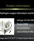 Front view of PreAsion hydrogen-oxygen electrolysis water machine, stainless steel compact electrolyzer