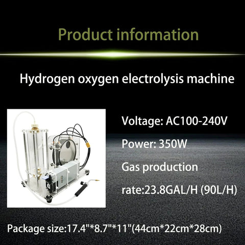 Front view of PreAsion hydrogen-oxygen electrolysis water machine, stainless steel compact electrolyzer