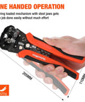 Close-up of someone using the All In One Wire Stripper Tool Kit With 266 Pieces Self Adjusting 8 Inch Automatic Tool