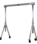 Heavy Duty Aluminum Adjustable Height Gantry Crane With Tough Glass Filled Nylon Casters 8 Foot Span And 8 Foot Reach Two Thousand Pound Capacity