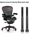Herman Miller Aeron Arm Bolts Replacement Kit With Hexagon Spanner, 2 Pack, shown with chair and bolts, black alloy steel