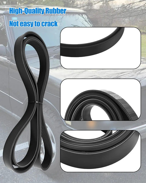 Top Tier 7PK2118 Engine Serpentine Drive Belt, high-quality rubber, flexible design for Toyota Tacoma Tundra and Range Rover V8.