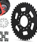 35 Chain 40 Tooth Rear Sprocket For Mini Bike Fits Predator 97cc 100cc, shown with hardware kit and installed on a wheel