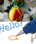 280 Piece Glitter Mini Hot Glue Sticks Set In 14 Colors used for decorating Easter egg and writing 'Hello' with glue gun.