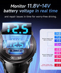 Upgrade Your Daily Whip With This Four Port 12V USB Car Charger Featuring Bright LED Voltmeter And Dual PD30W QC18W Fast Charging Ports showing real-time voltage display.