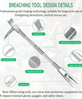 Design details of 30 Inch Halligan Tool For Emergency Breaching And Rescue Use, Heavy Duty Forged 45 Gauge Steel Halligan Bar.