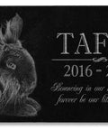Custom Rabbit Memorial Stone For Outdoor Gardens And Gravesite featuring engraved text and rabbit image on black granite