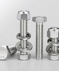 Hex bolts with washers and nuts, stainless steel, 1/4-20, fully threaded