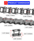 428H Motorcycle Chain 114 Links With Chain Breaker And Five Free Master Links dimensions and measurements diagram