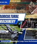 Collage of agricultural machinery details with text about Red N Tacky High Performance Lithium Grease For Bearings And Chassis