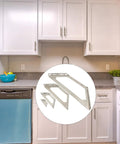 Heavy Duty Stainless Steel Corner Brackets For Furniture Assembly Rust Proof 90 Degree Wood Metal Bracket Kit in a kitchen setting.