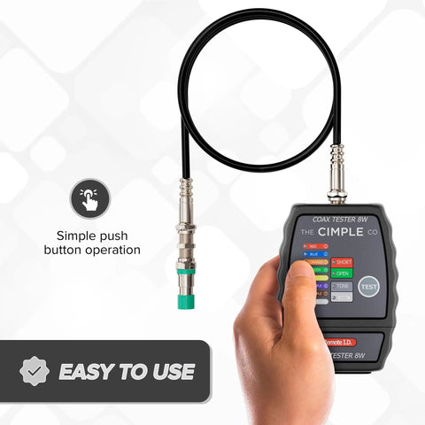 Hand holding 8 Port Coax Cable Tester Mapper And Toner With Color Coded Remotes for easy line tracing, highlighting simplicity.