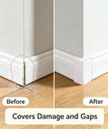 Thickened White Self Adhesive Rubber Corner Protectors Set Of 4 Cushioned Guard Strips For Baseboard Wall And Furniture before and after image showing corner protection