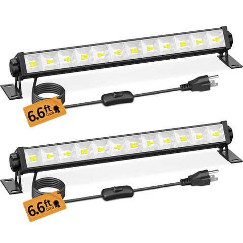 40W LED Shop Lights With 6 Foot Cord And Easy Switch 5400 Lumens Daylight 6000K Crankin Bright Plug In Garage Light For Garage Workbench And Warehouse Energy Saving Up To 80 Percent Wide 120 Degree Beam 2 Pack shown in package