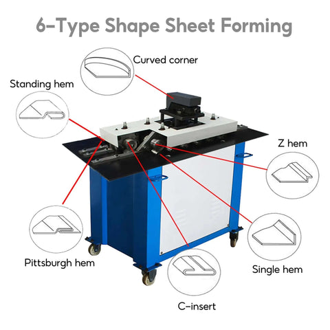 Electric Sheet Metal Seamer and Seam Rolling Forming Machine for Iron, Aluminum, and Stainless Steel Sheets 0.02 to 0.05 Inch Thick