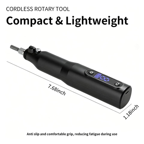 Built Different Cordless Rotary Tool Kit With Nine Adjustable Speeds And Fast Usb Charging Versatile Electric Engraver in matte black, compact size.