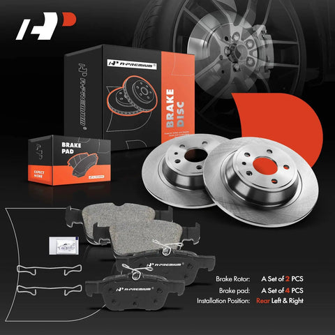 Rear Solid Disc Brake Rotors With Ceramic Pads Kit For Ford Fusion 2013-2020 And Lincoln MKZ 2013-2016 Hybrid