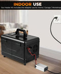 Portable Diesel Parking Heater 12V And 24V Dual Voltage 8Kw Heavy Duty Toolbox Design shown indoors with power adapter connected.