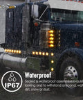 Truck with 2 Pack 2.5 Inch Round Amber 13 LED Side Marker Clearance Lights With Grommet And Wire Pigtail For Truck Trailer RV