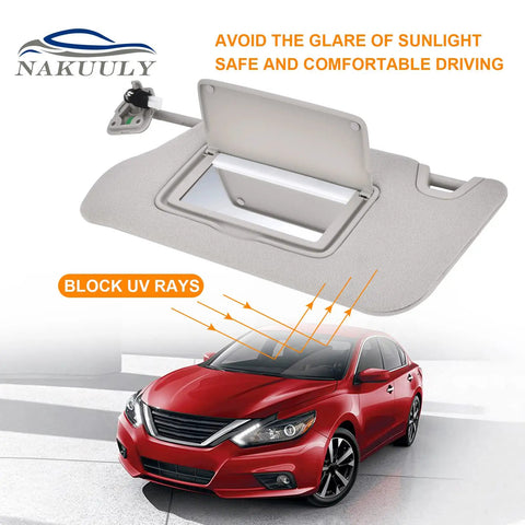 Driver Side Sun Visor With Light For Nissan Altima 2013 2014 2015 2016 2017 2018 Gray Left Replacement Without Sunroof