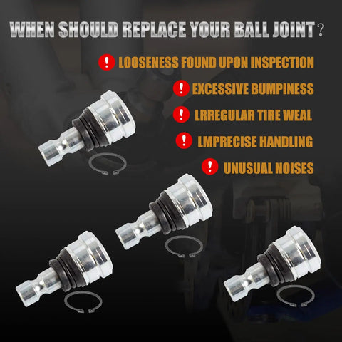 Set of 4 Front Upper and Lower Ball Joint Kit for Ranger RZR Sportsman Scrambler 2008 to 2020 Replacement Replaces OEM Part Numbers 7081263 7061220 7061187 7081505 7081580 Beefed Up Heavy Duty, four ball joints with retaining clips