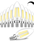12-Pack Dimmable E12 LED Candelabra Bulbs 60W Equivalent, 5000K Daylight White, 600 Lumens, B11 Candle Base, 6W Filament Vintage Clear Glass