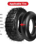 13x5.00-6 Inner Tube Replacement For Razor Dirt Quad And Small Go Karts Lawn Mowers Yard Tractors And ATVs next to a tire