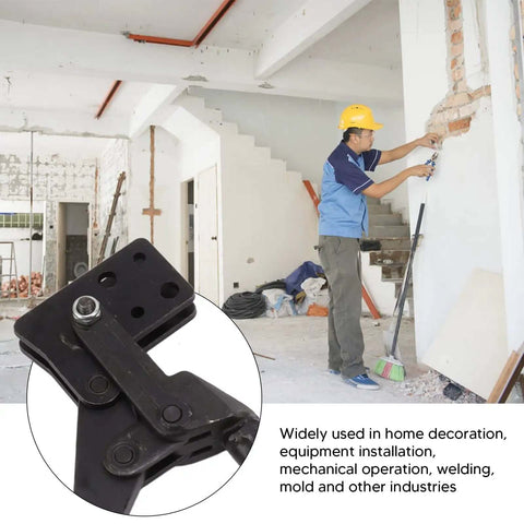 Beefy Heavy Duty Toggle Clamp 700kg Holding Force in workshop scene with worker and wall alignment