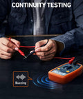 Orange Digital Multimeter With Capacitance Measurement And 2000 Counts For DC AC Voltage, Current, Resistance, Continuity And Diode Testing, Range 200nF To 2000μF, Handy Ohm Meter For Home And DIY Electronics. Continuity test with probes