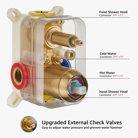 Slick Brushed Gold Rainfall Shower Head System With Concealed Wall Mount Mixer Valve And Heavy Duty Brass Plumbing Arm Stainless Steel Hose Handheld Setup For Knockout Bathroom Revamps
