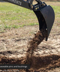 Skid Steer Front Hoe 12 Inch Bucket Attachment for Excavators and Bobcat Loaders, Universal Quick Attach, soil digging detail