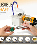 Hands using all-in-one wet saw with flexible shaft for Lapidary Saw Kit For Cutting Rocks And Stones, Gemstone Crafting Tools.