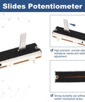 Straight Linear Slide Potentiometer 7 Pin B10K 60mm Long With 45mm Travel And 4x12.2mm Handle Faders close-up view