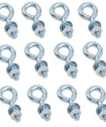 Set of 12 Heavy Duty 1/4 x 3/4 Inch Male Thread Eye Bolt With Nut, Shoulder Lifting Ring, Hook Style, Marine Grade Hardware